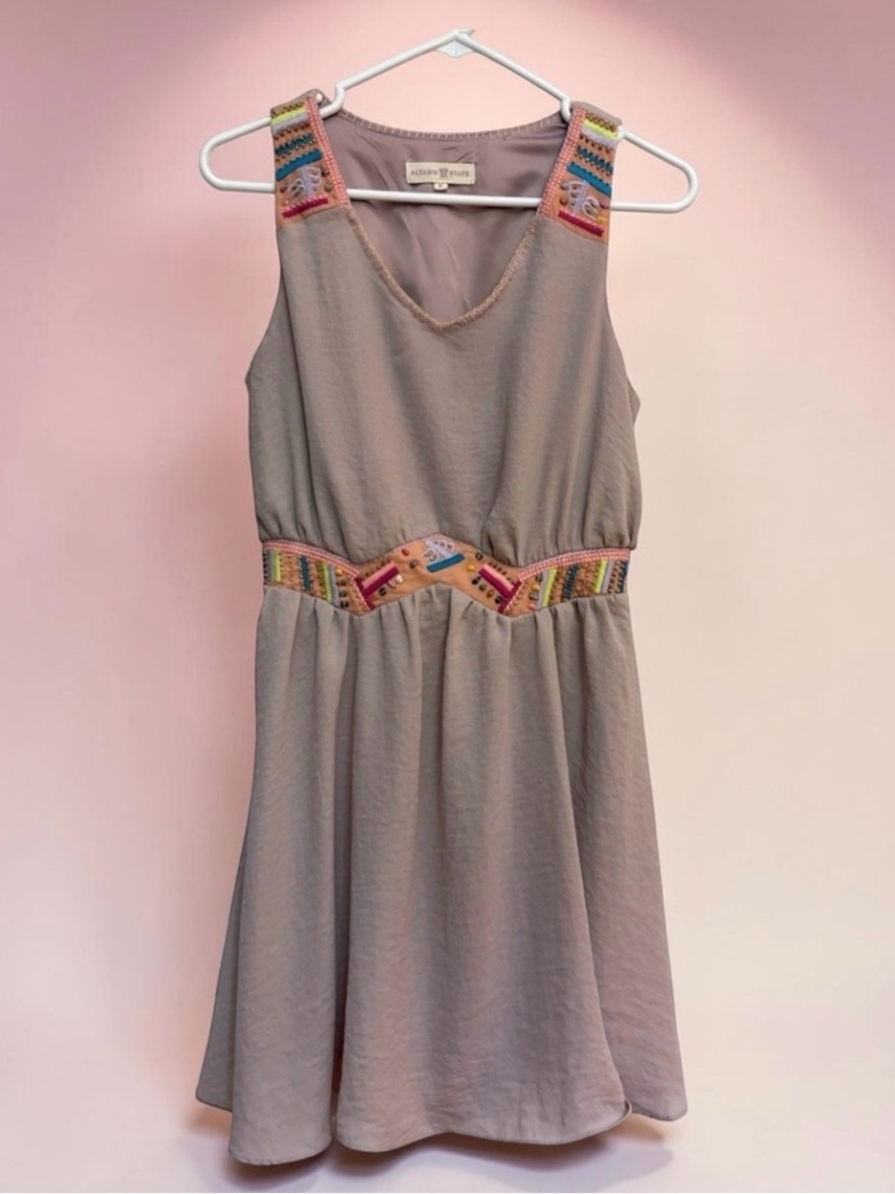 Altar’d State Embroidered Chiffon Dress Small Boho Fit Flare Festival EUC - Picture 2 of 8